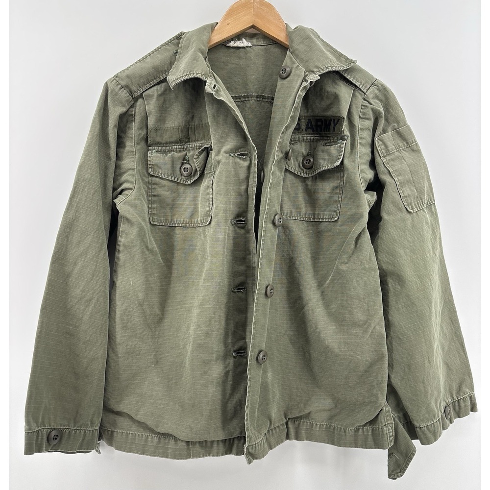 US Army Coat Cotton Poplin Utility 107 Vietnam Womans Shirt Fatigue OG-107 Green